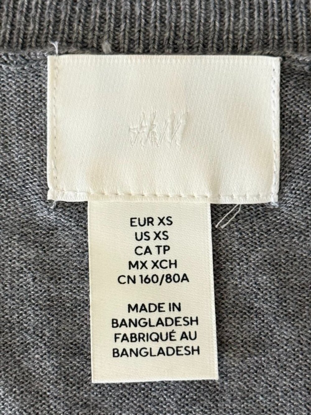 H&M Fine-Knit Deep V-Neck Sweater - Heather Gray - Size XS - Picture 8 of 8